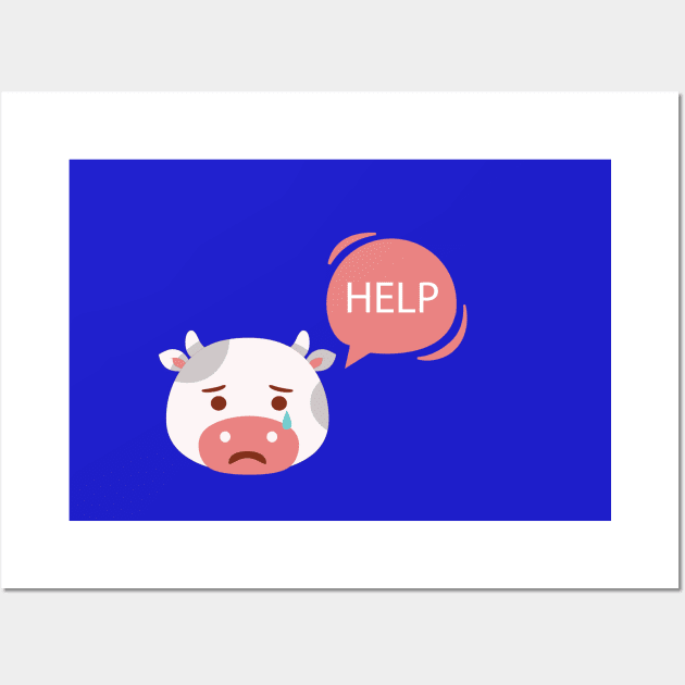 Cow Crying For Help Wall Art by JevLavigne